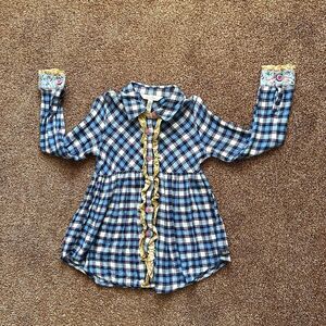 Matilda Jane Tunic Dress Girls 6 Plaid Floral Ruffle Long Sleeve Mix Print